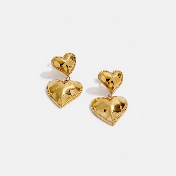 Amore Duo Drops gold heart earrings by Lumé Lumé