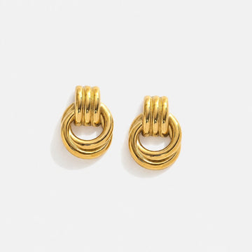 Aurelia Statement Earrings layered gold drop design by Lumé Lumé
