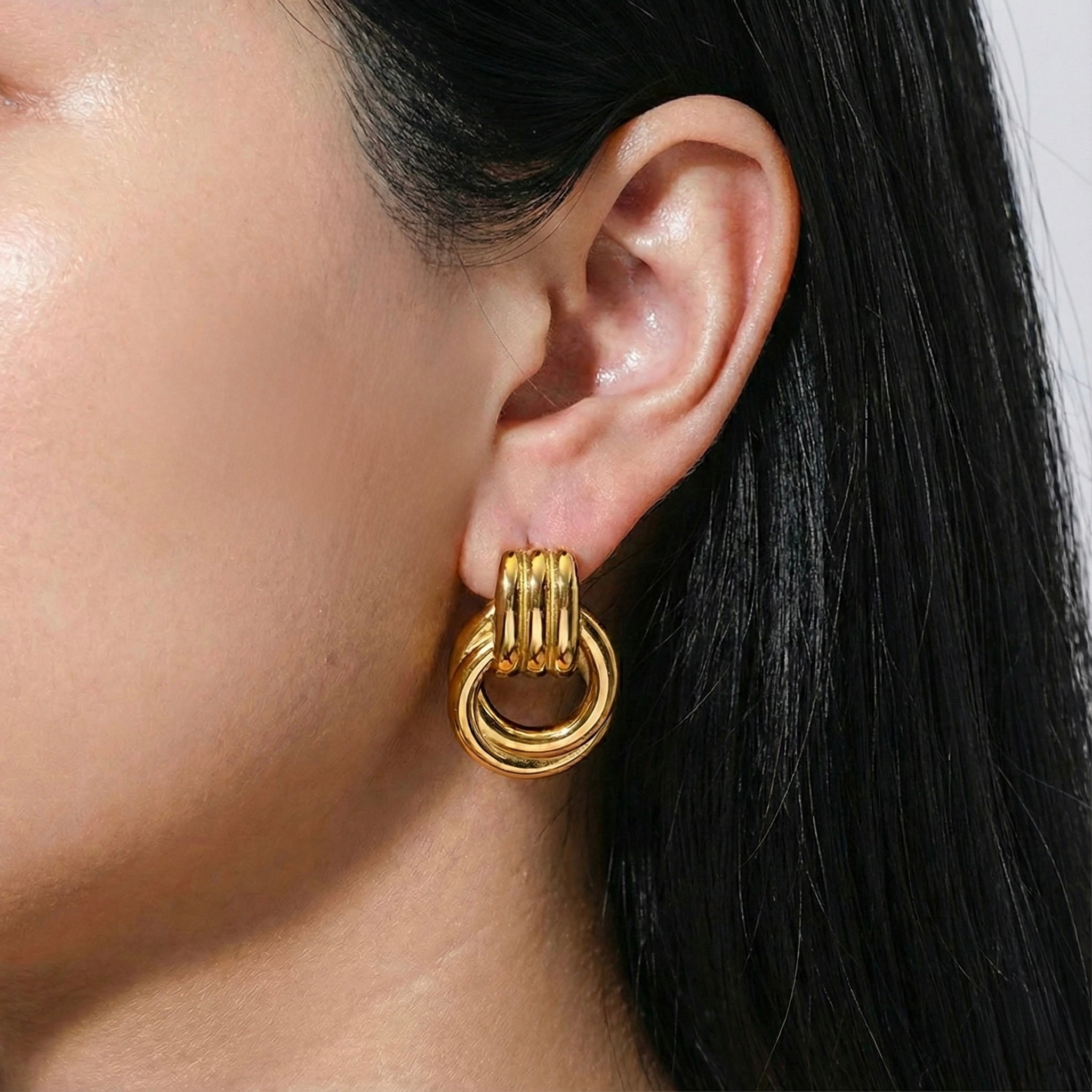 Aurelia Statement Earrings styled in a second Lumé Lumé lifestyle image