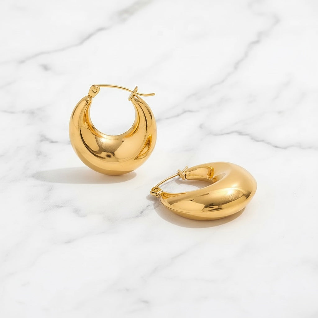 Aveline Hoops styled in a second Lumé Lumé lifestyle image
