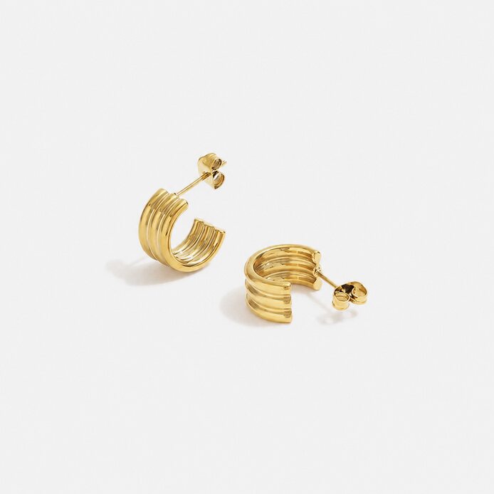 Celine Hoops ridged gold earrings by Lumé Lumé