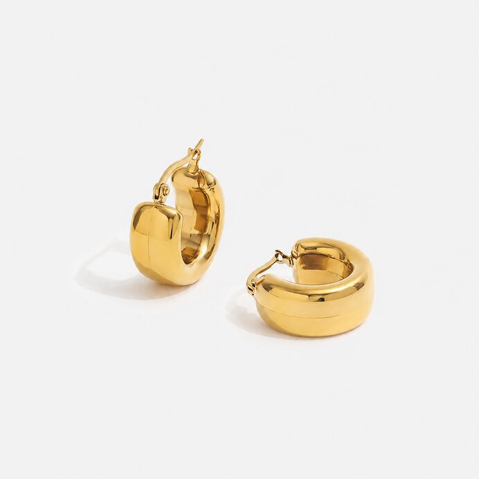 Chunky Hoops gold earrings by Lumé Lumé
