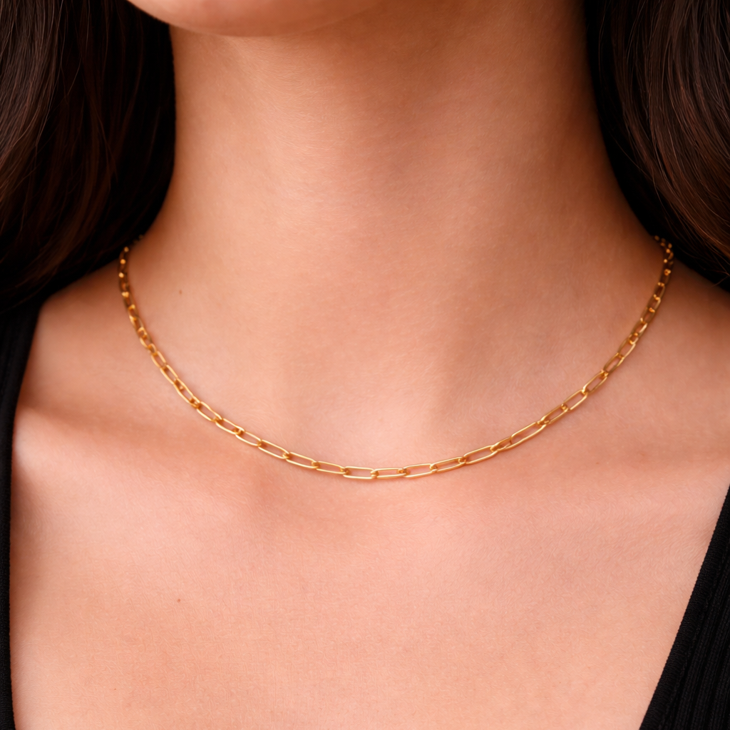 Dola Chain Necklace styled in a second Lumé Lumé lifestyle image