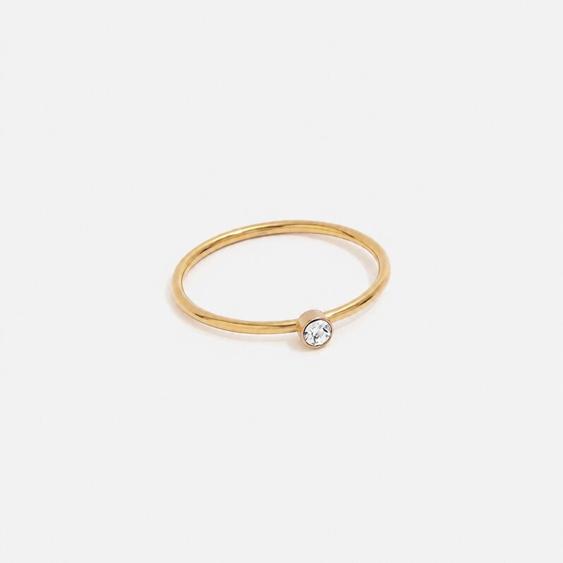 Elayne Ring delicate gold solitaire ring by Lumé Lumé