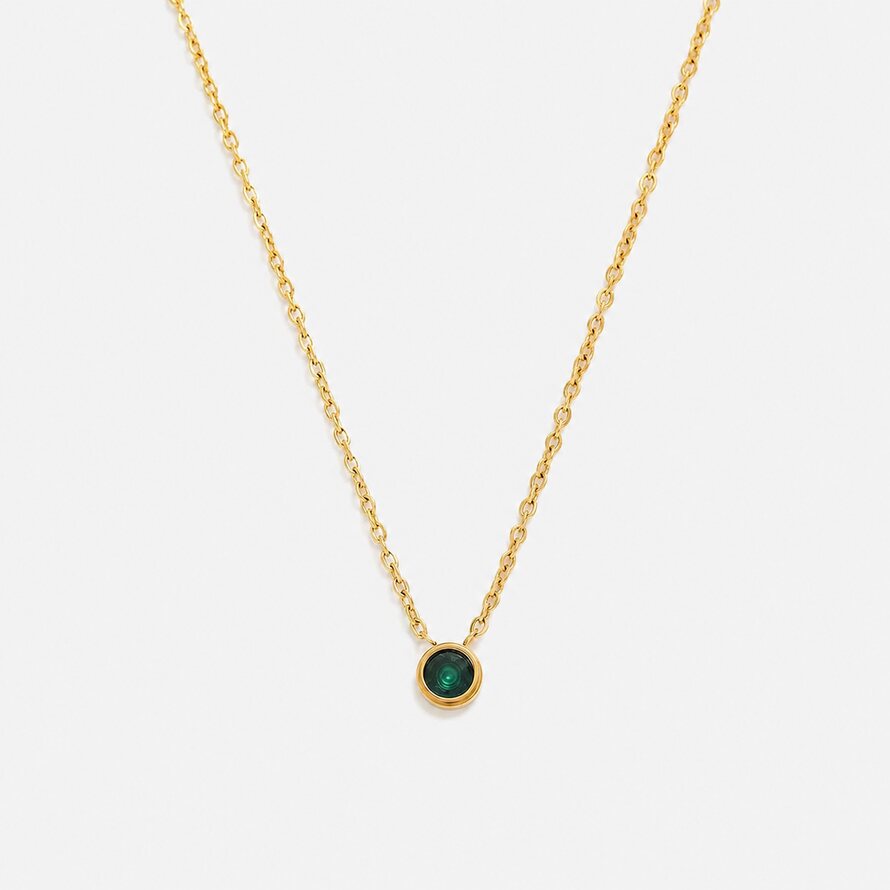 Emerald Droplet Necklace gold necklace with green pendant by Lumé Lumé