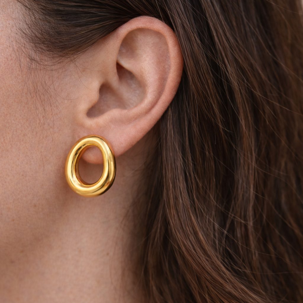 Halo Loop Earrings styled in a second Lumé Lumé lifestyle image