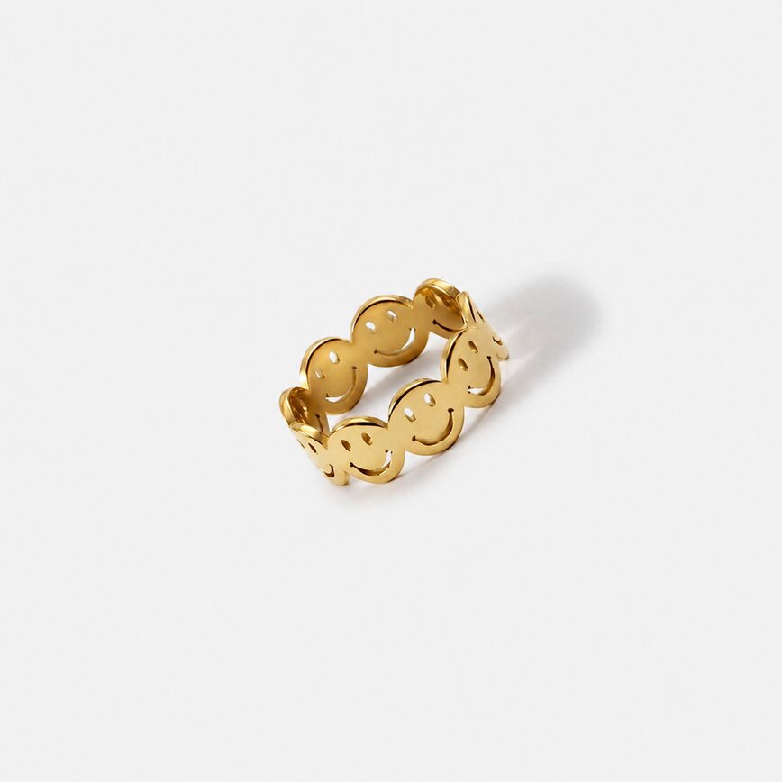Joy Charm Ring gold smiley-face ring by Lumé Lumé