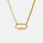 Link Chain Necklace mixed gold chain with carabiner clasp by Lumé Lumé