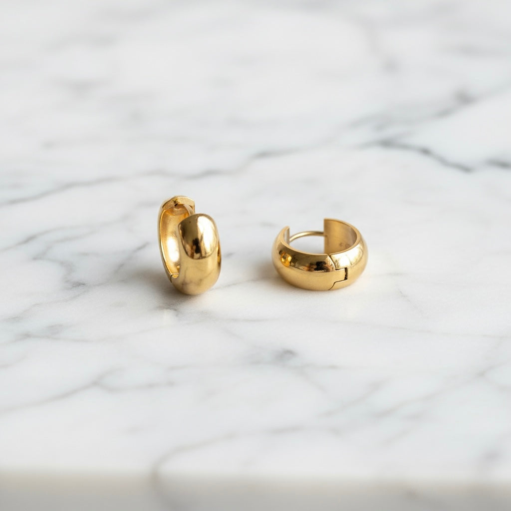 Lunette Hoops styled in a second Lumé Lumé lifestyle image