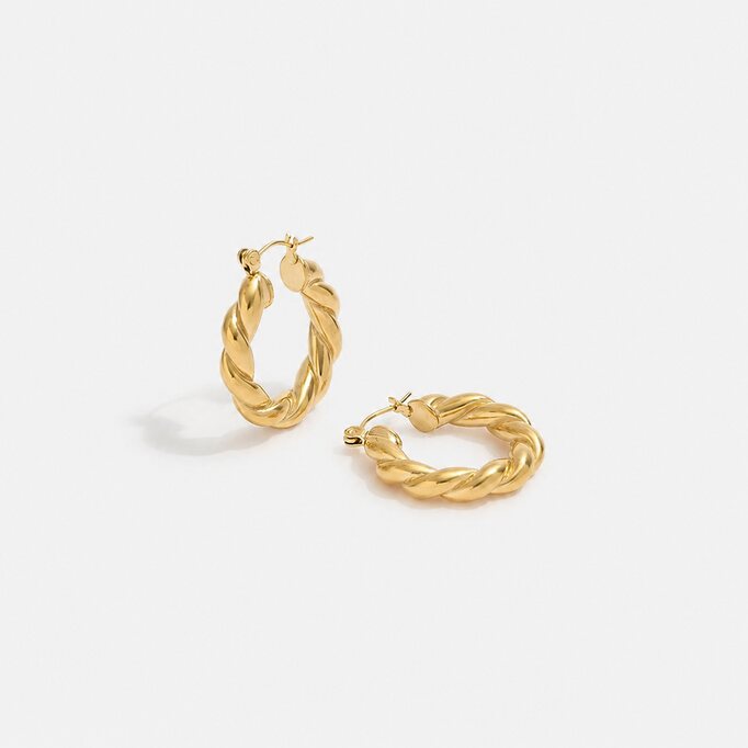 Marisol Hoops twisted gold earrings by Lumé Lumé