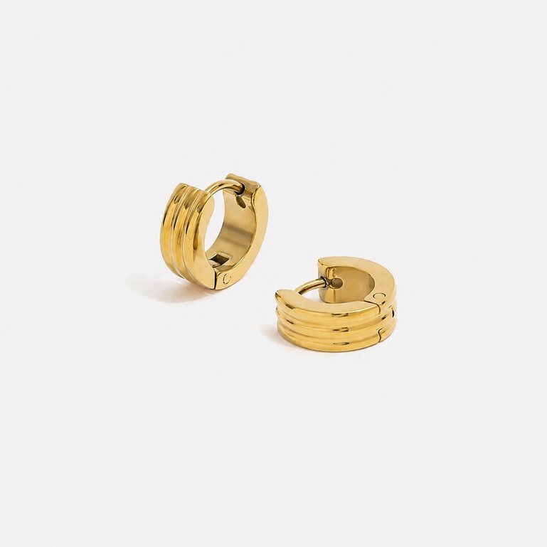 Marisse Earrings striped gold huggies by Lumé Lumé