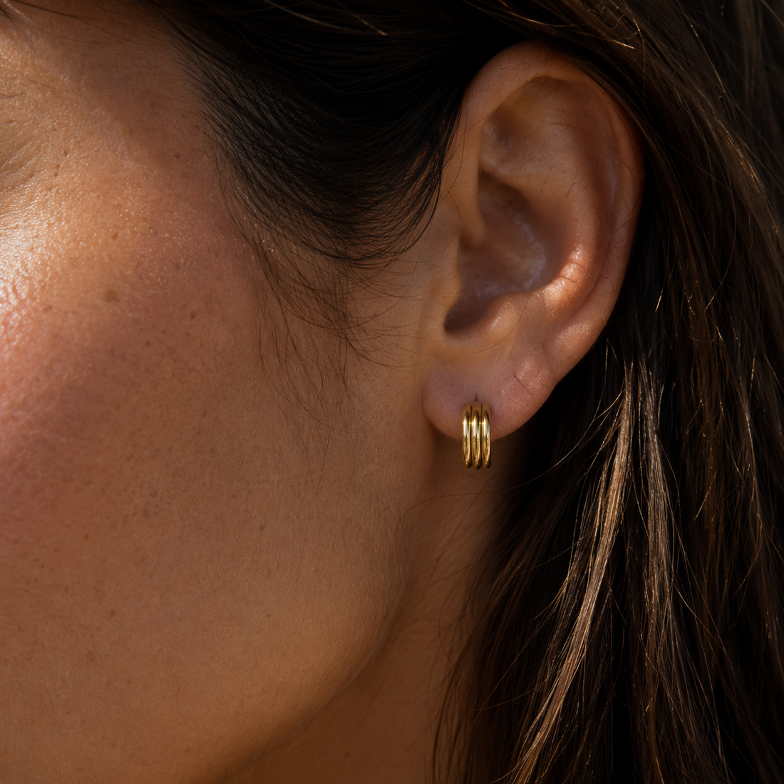Marisse Earrings worn in a Lumé Lumé lifestyle image