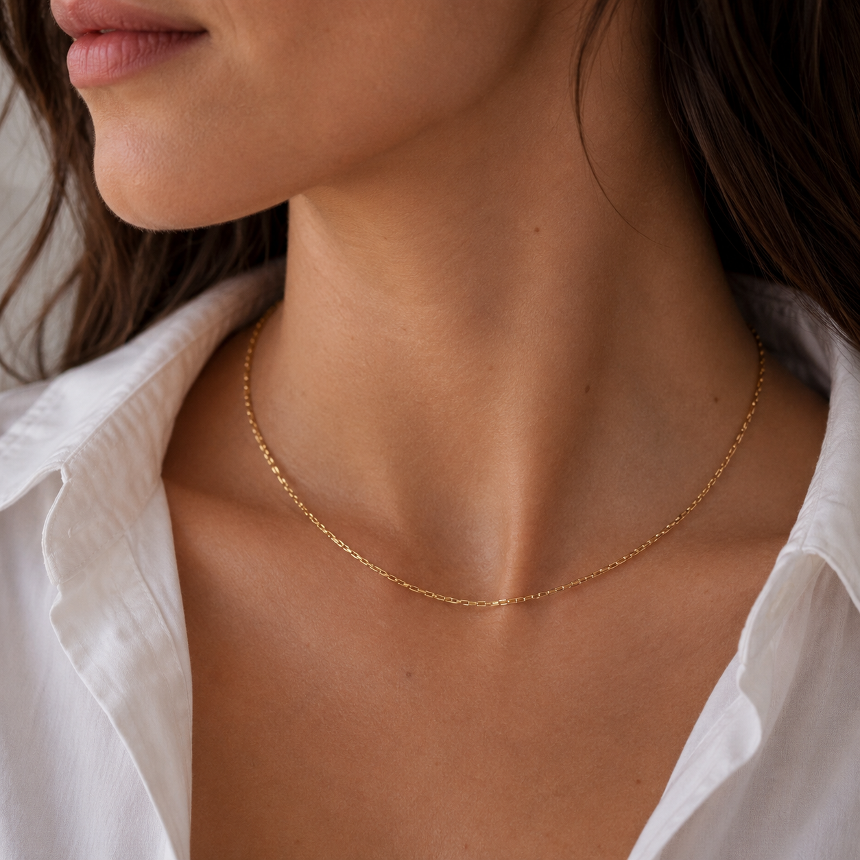 Mini Link Necklace styled in a second Lumé Lumé lifestyle image