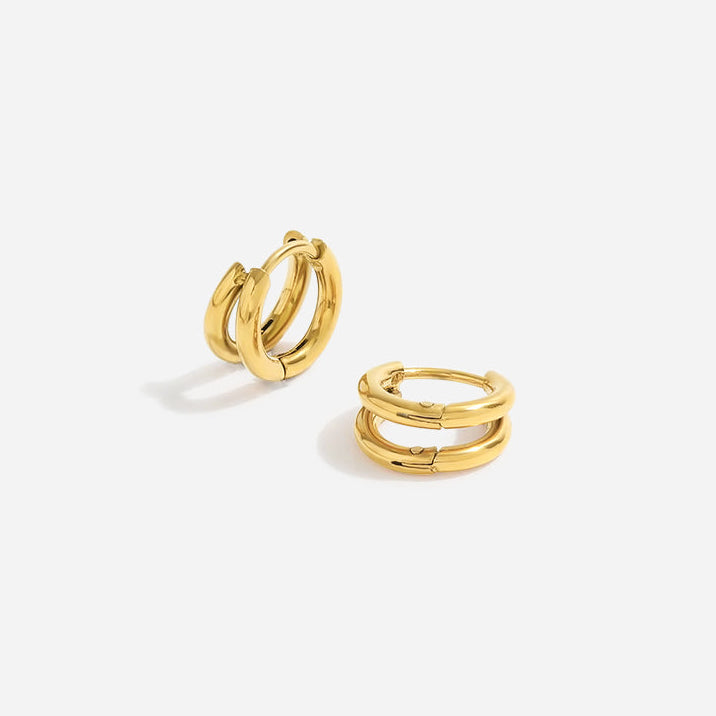 Nova Duo Hoops double-layer gold huggie earrings by Lumé Lumé