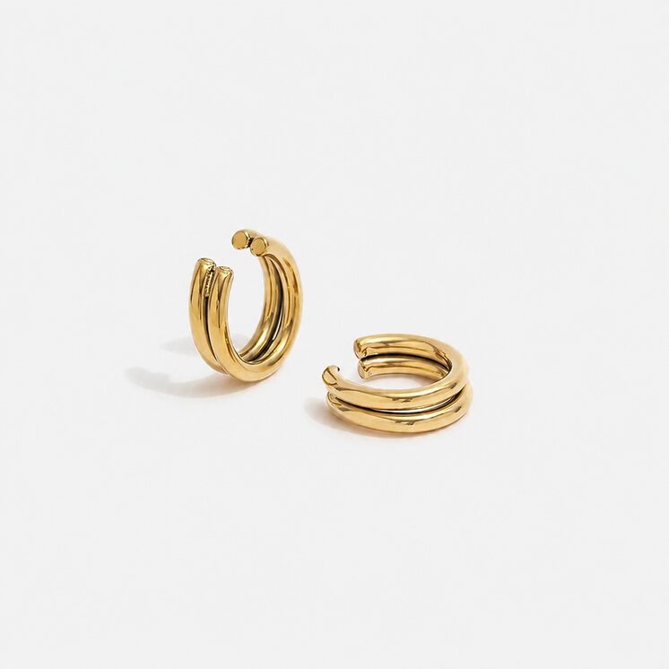 Onda Cuff triple-layer gold ear cuff by Lumé Lumé