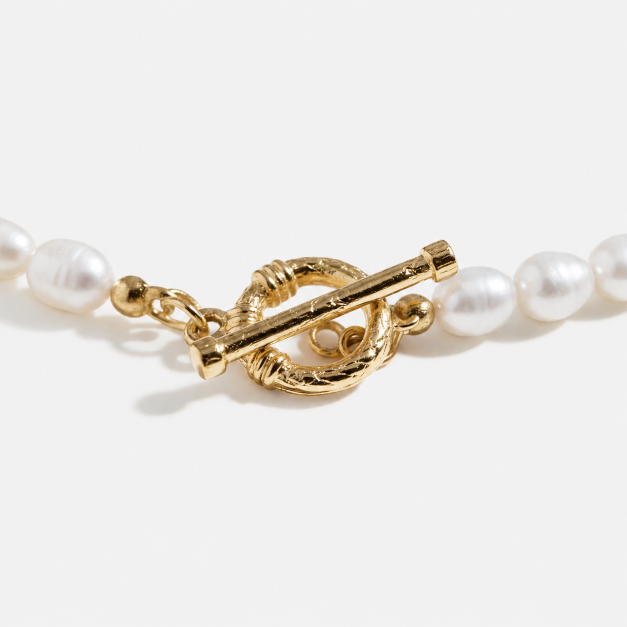 Pearl Toggle Necklace styled in a second Lumé Lumé lifestyle image