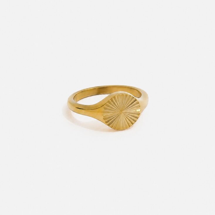 Serene Signet Ring with sunburst gold design by Lumé Lumé