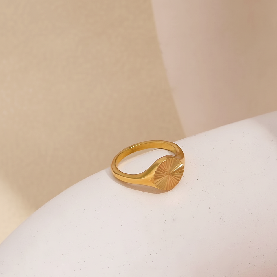Serene Signet Ring styled in a Lumé Lumé lifestyle image