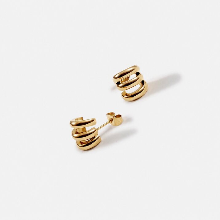 Sierra Hoops triple-band gold earrings by Lumé Lumé