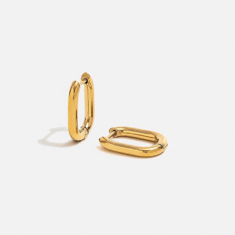 Sloane Rectangle Hoops gold earrings by Lumé Lumé