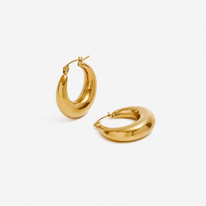 Solara Drop Hoops sculptural gold earrings by Lumé Lumé