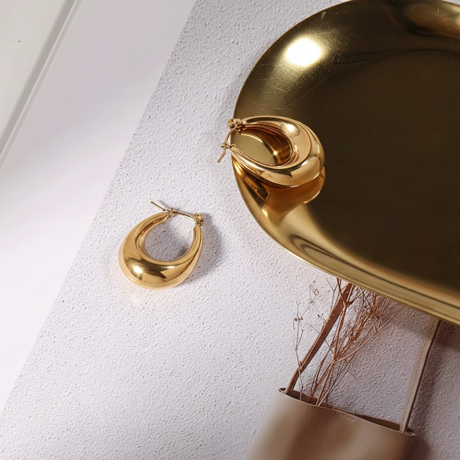 Solara Hoops styled in a second Lumé Lumé lifestyle image