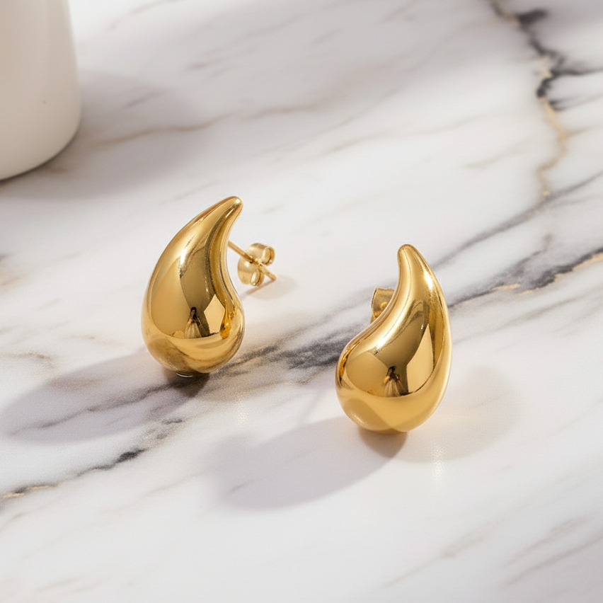Solenne Earrings styled in a second Lumé Lumé lifestyle image